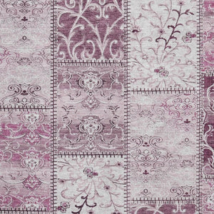 HomeRoots 5' X 8' Burgundy and Ivory Patchwork Area Rug - Stain Resistant, UV Protected, Non-Slip Comfort 649554