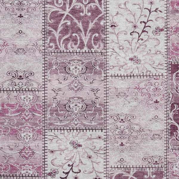 HomeRoots 5' X 8' Burgundy and Ivory Patchwork Area Rug - Stain Resistant, UV Protected, Non-Slip Comfort 649554