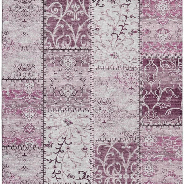 HomeRoots 5' X 8' Burgundy and Ivory Patchwork Area Rug - Stain Resistant, UV Protected, Non-Slip Comfort 649554