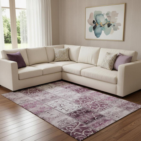 HomeRoots 9' X 12' Burgundy and Ivory Washable Area Rug - Stylish, Durable, UV-Protected for Family Spaces 649557