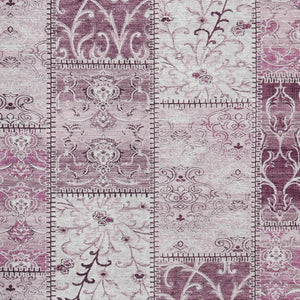 HomeRoots 10' Burgundy and Ivory Patchwork Washable Area Rug – Stylish, Durable, UV-Protected for High-Traffic Homes 649558