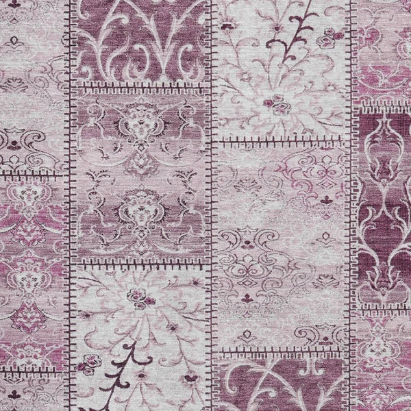 HomeRoots 10' Burgundy and Ivory Patchwork Washable Area Rug – Stylish, Durable, UV-Protected for High-Traffic Homes 649558