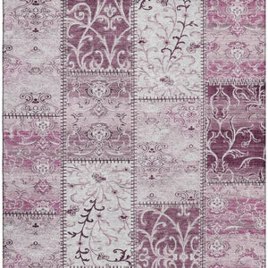 HomeRoots 10' Burgundy and Ivory Patchwork Washable Area Rug – Stylish, Durable, UV-Protected for High-Traffic Homes 649558