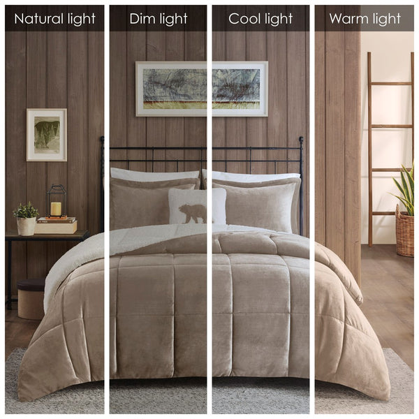 English Elm Full/Queen Alton Plush to Sherpa Comforter Set — Reversible Cabin Cozy Down Alternative, Hypoallergenic, Machine Washable B035100485