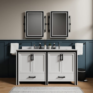 English Elm White Double Bath Vanity - Elegant 60-Inch Design With Ample Storage & Soft-Close Features B2731P260704-GIGA
