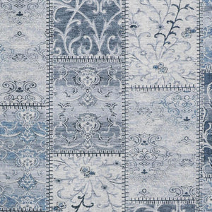HomeRoots 5' X 8' Denim Blue & Ivory Patchwork Area Rug - Soft, Stain-Resistant, UV Protected for Any Room 649560