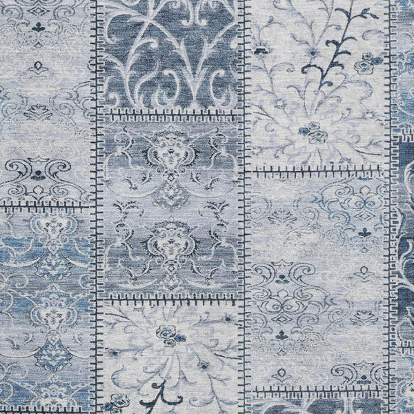 HomeRoots 5' X 8' Denim Blue & Ivory Patchwork Area Rug - Soft, Stain-Resistant, UV Protected for Any Room 649560