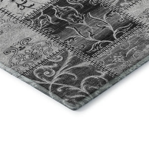 HomeRoots 8' Gray and Ivory Patchwork Round Rug - Washable, UV Protected, Soft & Stylish for High-Traffic Areas 649567
