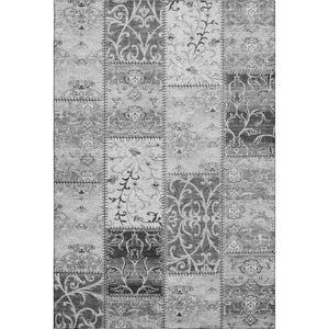 HomeRoots 9' X 12' Gray & Ivory Patchwork Area Rug - Durable, Soft, Stain-Resistant with UV Protection & Style! 649569