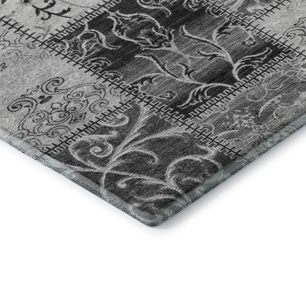 HomeRoots 9' X 12' Gray & Ivory Patchwork Area Rug - Durable, Soft, Stain-Resistant with UV Protection & Style! 649569