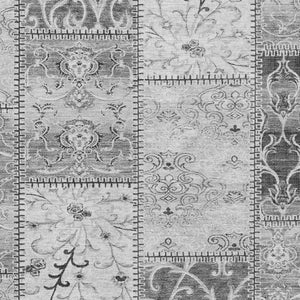HomeRoots 9' X 12' Gray & Ivory Patchwork Area Rug - Durable, Soft, Stain-Resistant with UV Protection & Style! 649569