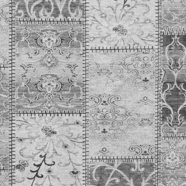 HomeRoots 9' X 12' Gray & Ivory Patchwork Area Rug - Durable, Soft, Stain-Resistant with UV Protection & Style! 649569
