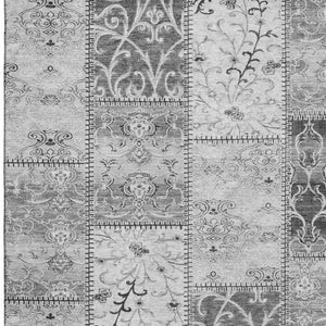 HomeRoots 9' X 12' Gray & Ivory Patchwork Area Rug - Durable, Soft, Stain-Resistant with UV Protection & Style! 649569
