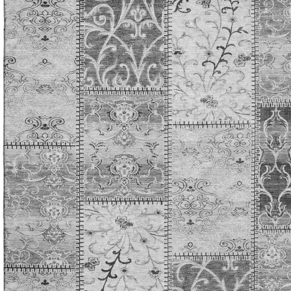 HomeRoots 9' X 12' Gray & Ivory Patchwork Area Rug - Durable, Soft, Stain-Resistant with UV Protection & Style! 649569