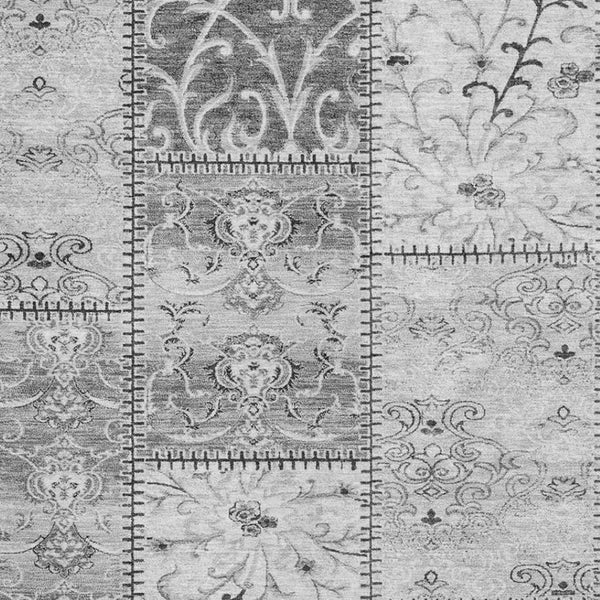 HomeRoots 10' Gray and Ivory Patchwork Area Rug - Washable, UV Protected, Stain-Resistant for Easy Care 649570