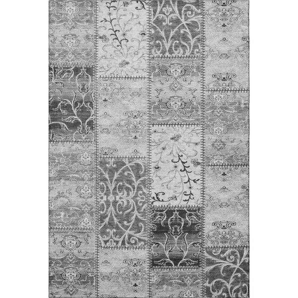 HomeRoots 10' Gray and Ivory Patchwork Area Rug - Washable, UV Protected, Stain-Resistant for Easy Care 649570