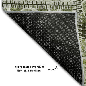 HomeRoots 8' X 10' Stylish Green & Ivory Patchwork Area Rug - Washable, UV Protected, Stain Resistant Comfort 649574