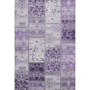 HomeRoots 5' X 8' Purple And Ivory Patchwork Rug – Stylish, Washable, UV-Protected, Kid & Pet Friendly Design! 649578