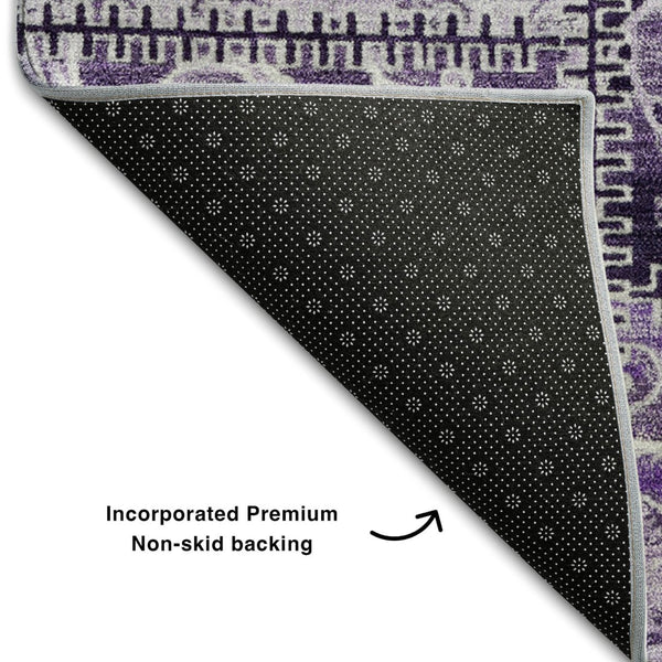 HomeRoots 5' X 8' Purple And Ivory Patchwork Rug – Stylish, Washable, UV-Protected, Kid & Pet Friendly Design! 649578