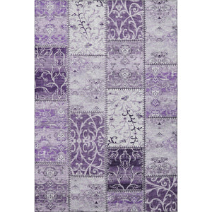 HomeRoots 5' X 8' Purple And Ivory Patchwork Rug – Stylish, Washable, UV-Protected, Kid & Pet Friendly Design! 649578