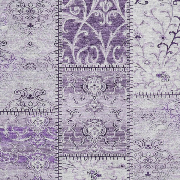 HomeRoots 9' Purple & Ivory Patchwork Washable Area Rug - Durable, Stain Resistant, UV Protected for Home Use 649581