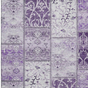 HomeRoots 9' Purple & Ivory Patchwork Washable Area Rug - Durable, Stain Resistant, UV Protected for Home Use 649581