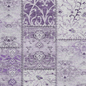 HomeRoots 10' Purple & Ivory Patchwork Washable Area Rug - UV Protected, Durable, Stain-Resistant Beauty! 649582