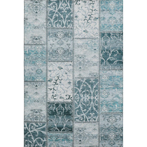 HomeRoots 10' Teal and Ivory Patchwork Area Rug - Washable, UV Protected, Stain Resistant for Home Use! 649594