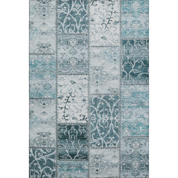HomeRoots 10' Teal and Ivory Patchwork Area Rug - Washable, UV Protected, Stain Resistant for Home Use! 649594