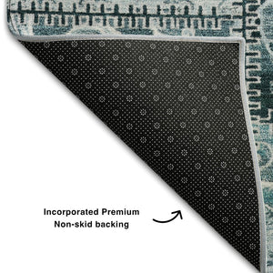 HomeRoots 10' Teal and Ivory Patchwork Area Rug - Washable, UV Protected, Stain Resistant for Home Use! 649594