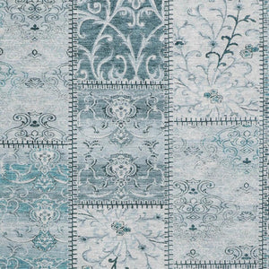 HomeRoots 10' Teal and Ivory Patchwork Area Rug - Washable, UV Protected, Stain Resistant for Home Use! 649594