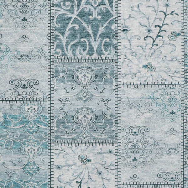 HomeRoots 10' Teal and Ivory Patchwork Area Rug - Washable, UV Protected, Stain Resistant for Home Use! 649594