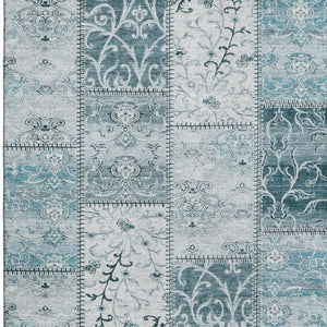 HomeRoots 10' Teal and Ivory Patchwork Area Rug - Washable, UV Protected, Stain Resistant for Home Use! 649594