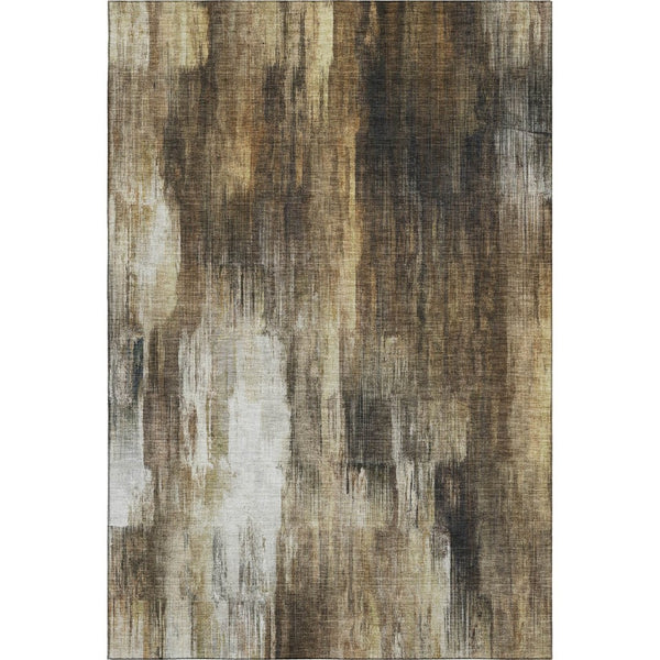 HomeRoots 8' x 10' Contemporary Chocolate Gray and Ivory Abstract Area Rug - Washable, UV Protected & Durable 649598