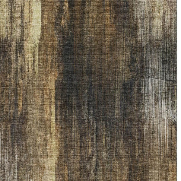 HomeRoots 9' X 12' Modern Chocolate Gray and Ivory Abstract Area Rug – Washable, UV Protected, Stain Resistant! 649599