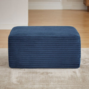 English Elm L-shaped Corduroy Cloud Sectional with Ottoman for Modern Living Room Comfort Blue W2339P411751