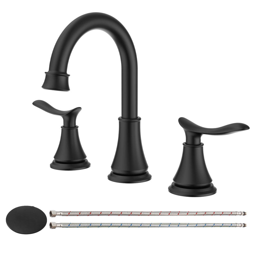 English Elm 2-Handle Matte Black Bathroom Sink Faucet With 360° Swivel Spout & Two Lever Handles For Modern Style T3177P277516