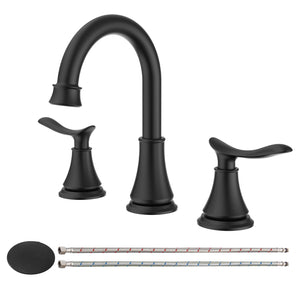 English Elm 2-Handle Matte Black Bathroom Sink Faucet With 360° Swivel Spout & Two Lever Handles For Modern Style T3177P277516