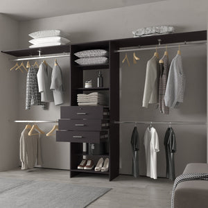 English Elm FM Modular Closet Organizer System with Multiple Hanging Rods, Shelves & Drawers to Maximize Space Wenge 53 L x 21 W x 5 H B128S00052