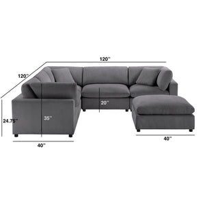 English Elm Chelsea Modular 6-Piece Sectional Sofa - Charcoal, Stylish Flexibility & Comfort For Family Living B050S00018