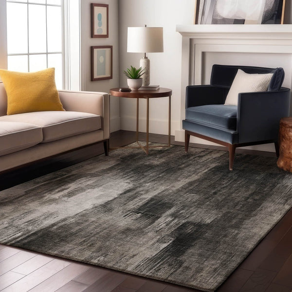 HomeRoots 10' Gray and Ivory Abstract Washable Area Rug – UV Protected, Stain Resistant, Perfect for Homes! 649606