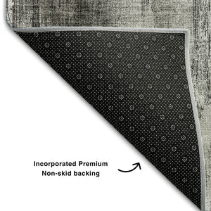 HomeRoots 10' Gray and Ivory Abstract Washable Area Rug – UV Protected, Stain Resistant, Perfect for Homes! 649606