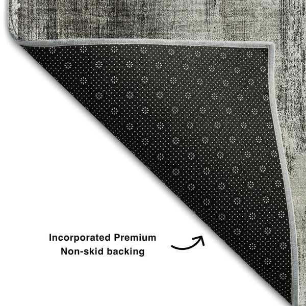 HomeRoots 10' Gray and Ivory Abstract Washable Area Rug – UV Protected, Stain Resistant, Perfect for Homes! 649606