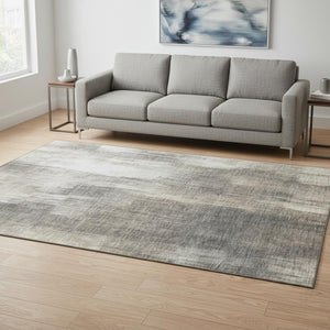 HomeRoots 5' X 8' Modern Taupe & Ivory Abstract Washable Area Rug with UV Protection for High-Traffic Areas 649608