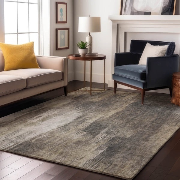 HomeRoots 10' X 14' Taupe and Ivory Abstract Area Rug - Durable, Easy-Care, UV-Protected for Modern Spaces 649612