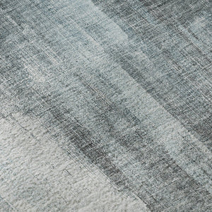 HomeRoots 8' Teal and Ivory Abstract Round Rug - Washable, Stain-Resistant, UV-Protected for Modern Homes 649615