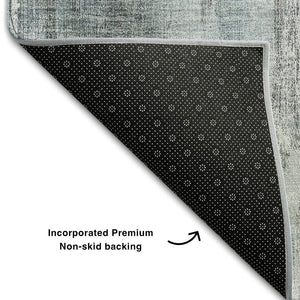 HomeRoots 9' X 12' Teal and Ivory Abstract Area Rug - Washable, UV-Protected, Stylish & Durable for Busy Homes 649617