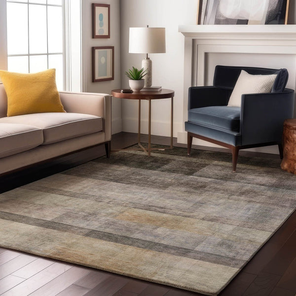 HomeRoots 5' X 8' Brown and Ivory Abstract Area Rug - Washable, Stain-Resistant, UV-Protected for Modern Homes 649620