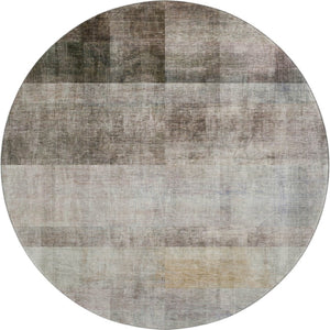 HomeRoots 8' Brown and Ivory Abstract Round Rug - Washable, UV-Protected for Indoor & Outdoor Spaces! 649621