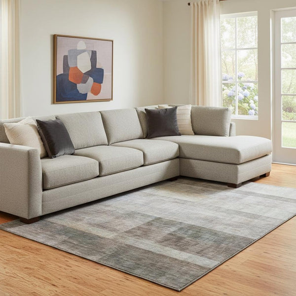 HomeRoots 8' X 10' Washable Brown & Ivory Abstract Area Rug - Durable, Stain-Resistant & UV Protected Design 649622